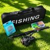 Carbon Telescopic Fishing Rod Set with Reel, Soft Bait, Hooks, Line, and Bag for Sea Fishing - Complete Tackle Set