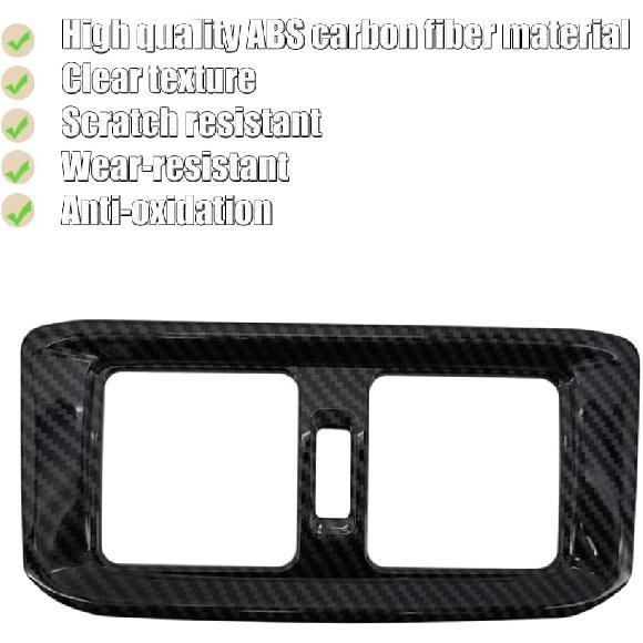 Blazeray for RAV4 Rear Air Conditoner Outlet Vent Cover Panel Trim Rear Carbon Fiber Cover for Toyota RAV4 2019 2020 2021 2022 Interior