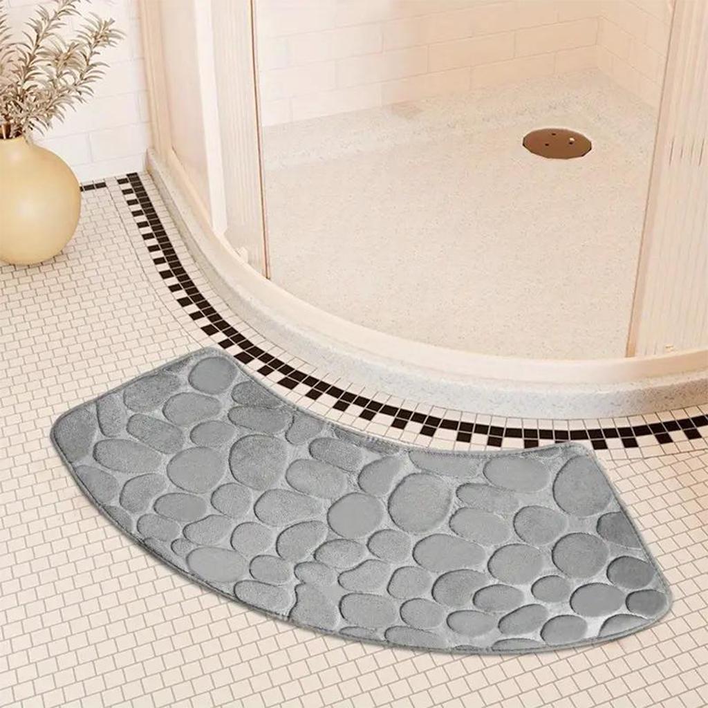 Curved Absorbent Floor Mat Fan-shaped Carpet Shower Room 1.2 Cm Thickened Door Mat Toilet Toilet Foot Mat Bathroom Non-slip Mat