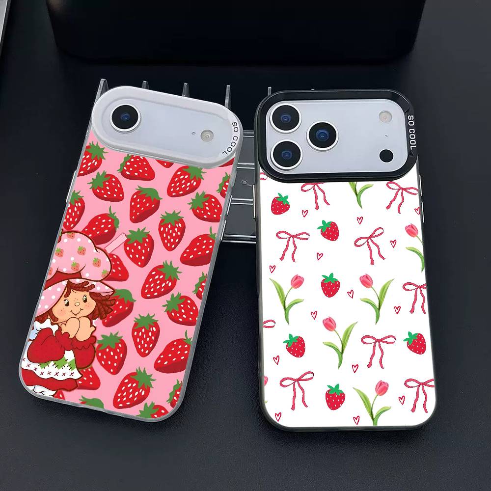 Strawberry Sh-SHortcakeS phone case for iPhone 17 17Air 16 15 14 13 12 11 Pro Max Plus Colorful Silver