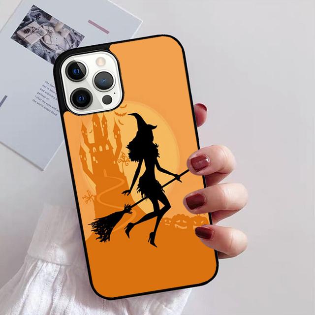 Halloween Moon Witch Horror Phone Case For iPhone 17 Air 16 15 14 13 12 11 Pro Max Plus Max Cover Shell Coque