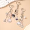 Pretty Crystal Star Shell Star Keychain Pearl Beads Key Ring Pendant for Women Girls Handbag Decor DIY Key Chain Jewelry Gifts