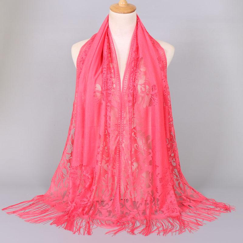 Embroidery Lace Woman'S Veils Church Tassel Long Shawls Hollow Out Muslim Woman Hijabs Elegant Party Shawl Scarves Maxi Wrap