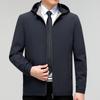 Middle-aged Men's Mulberry Silk Jacket Autumn New Business Casual Loose Hooded Jacket Dad's High-end Top