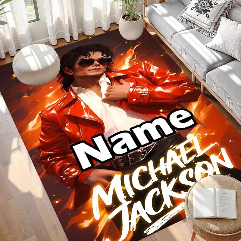 Custom Name Personalized Michael Jackson Print Carpet, Versatile Home Decor Rug, for Playroom, Apartment, Balcony, Entryway, Hallway Gift