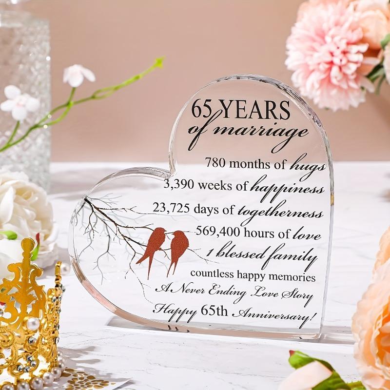 2D Flat Wedding Anniversary Gift, Decorative Figurine for Couples, Heart-Shaped Acrylic Desktop Decor,Classic Style Home Decor for Living Room