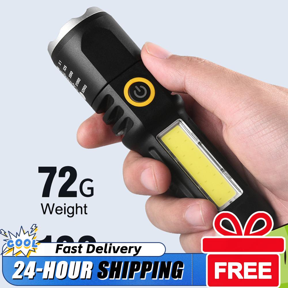 1-6PCS Mini LED Flashlight COB+XPE Portable Flashlight Camping Light Focus Light Torch Outdoor Waterproof Emergency Pocket Light