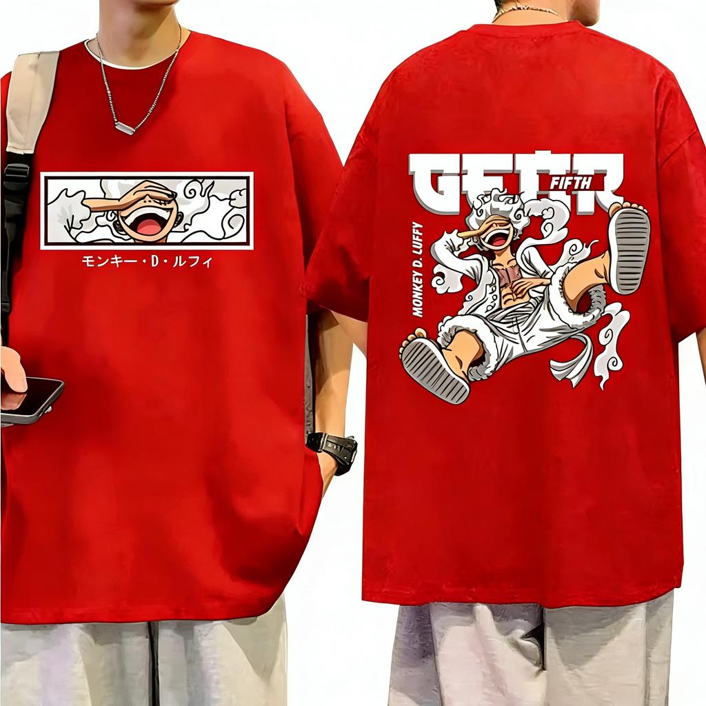 Plus Size One Piece Anime Printed Men and Women Tshirt Casual Parent Child Top Fashion Harajuku Style Y2K Street Wear Summer