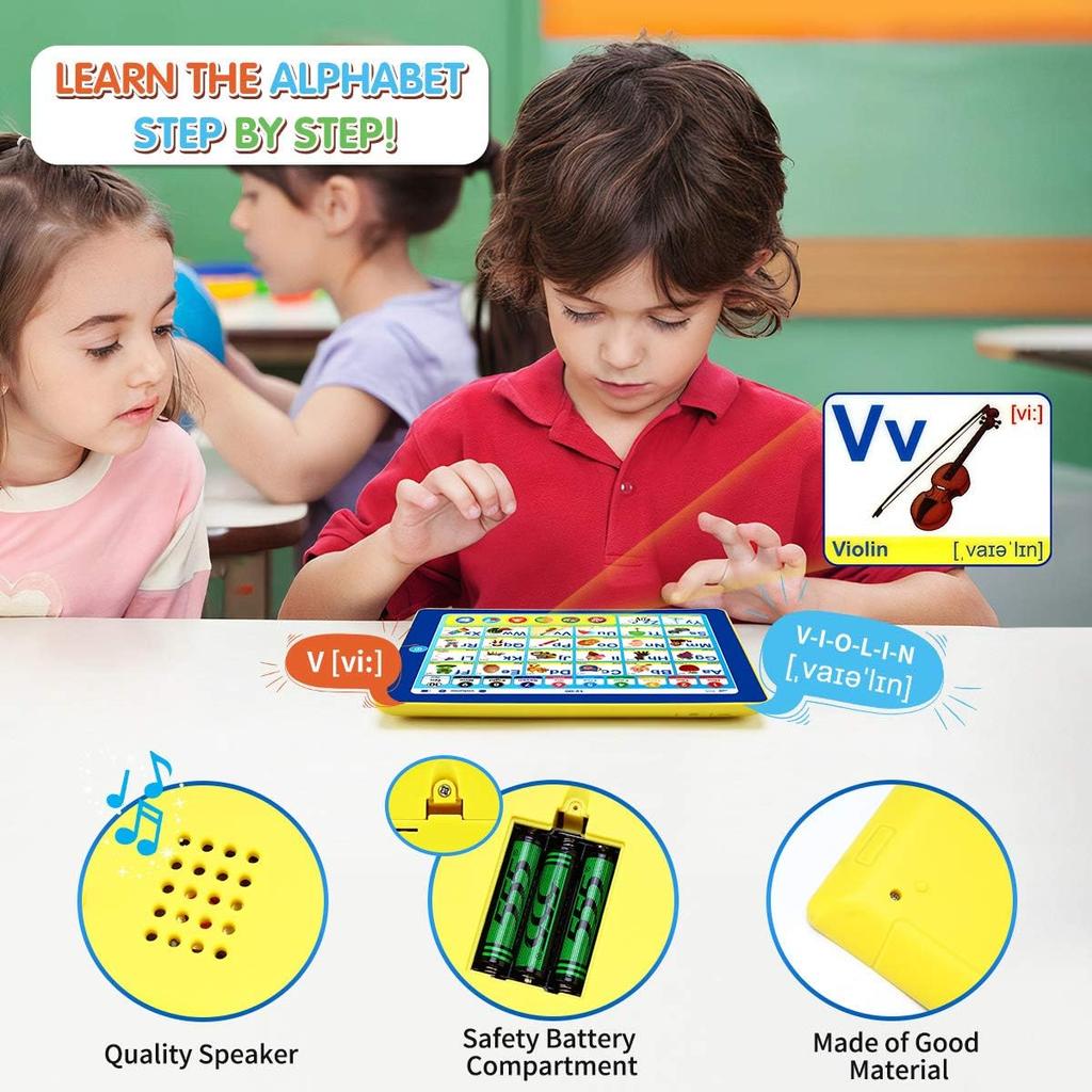 6-in-1 Kids Tablet with ABC/Words/Numbers/Color/Games/Music - Interactive Educational Electronic Toys Makes Learning Fun, Toddler Learning Toys Gifts