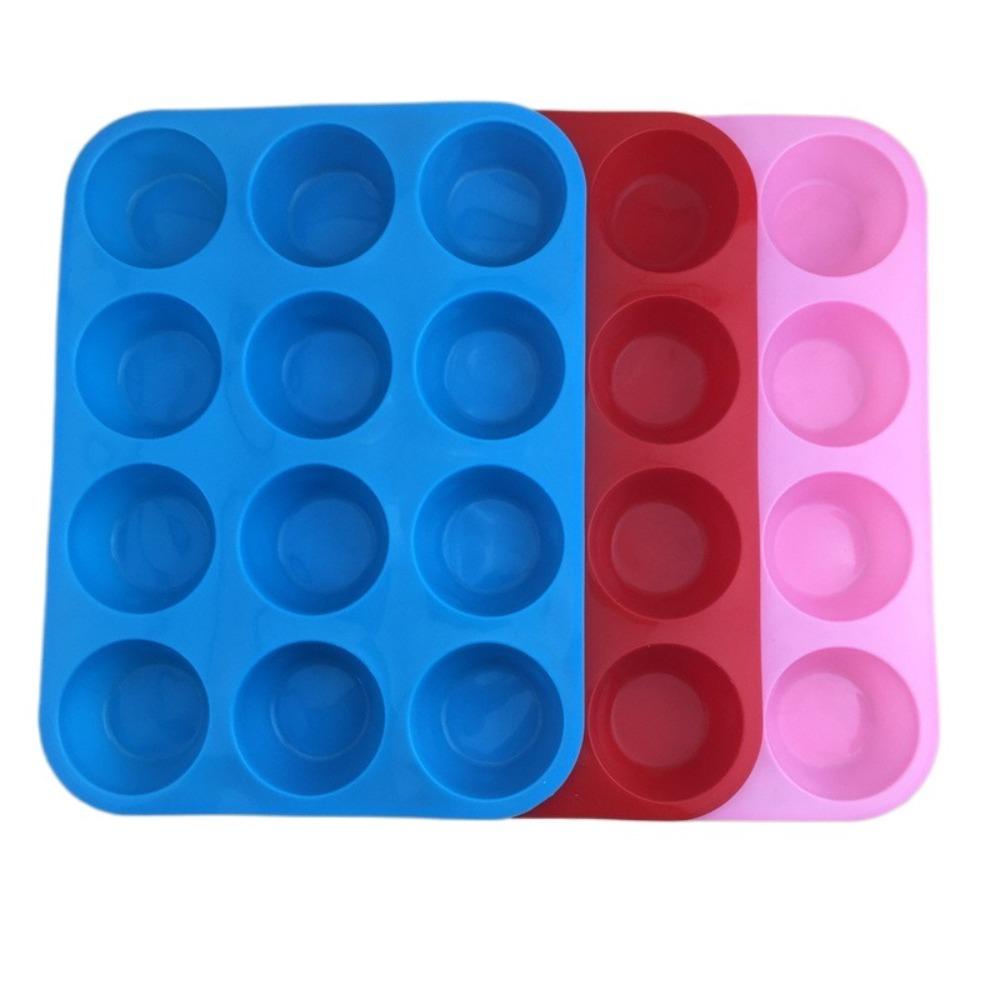 12 Holes Cupcakes Mold Silicone Soap Chocolate Muffin Baking Pan Round Baking Mold  Kitchen Tools