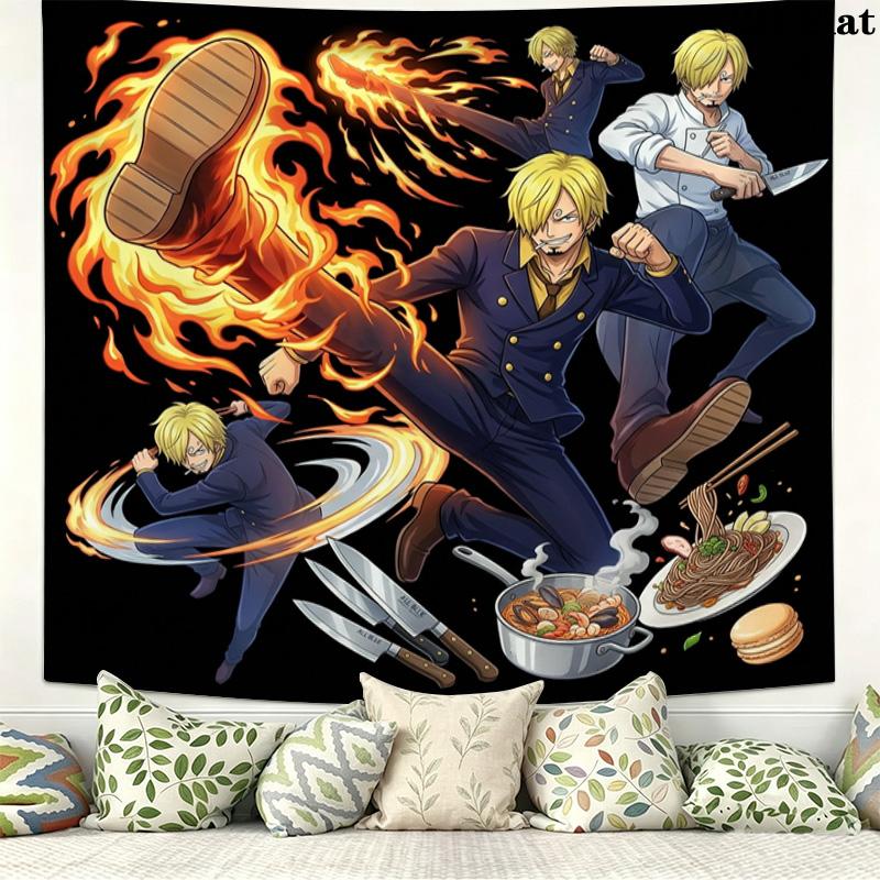 One Piece Poster Wall Tapestry Aesthetic Wall Hanging Printed Fabric Blanket Decorative Tapestries For Bedroom Living Room Home Decor