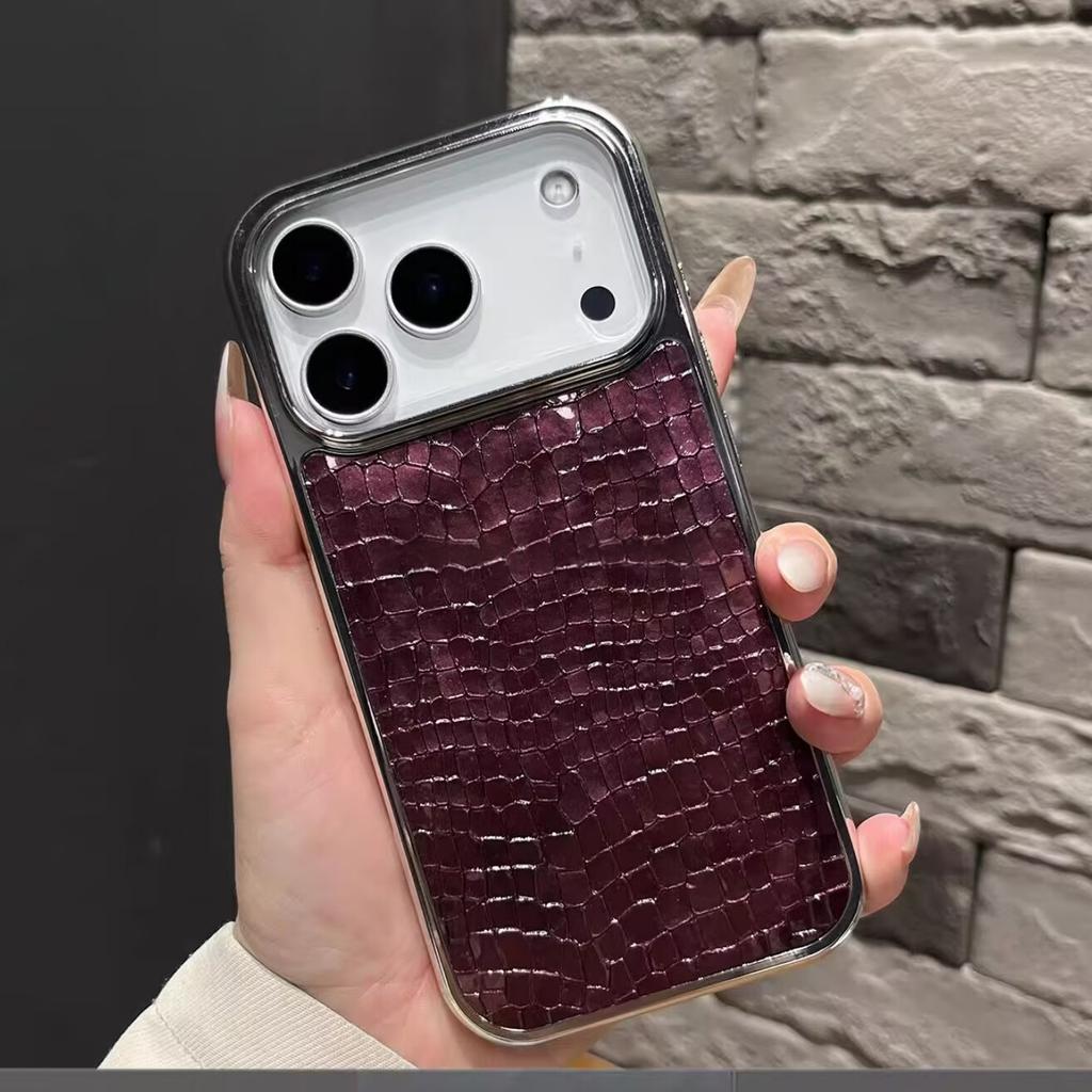 Θήκη Υψηλής Ποιότητας με Γυαλιστερό Μοτίβο Δέρμα Κροκοδείλου Για iPhone 17 Air 16 15 14 13 12 11 Pro Max Plus Επιμεταλλωμένη Δροσερή Θωρακισμένη Αντικραδασμική Κάλυψη