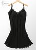 Sexy Slip Babydoll Lingerie Camisole Dress Chest Padded Temptation Underwear Silk Inner Plain Room Wear Women Adults [Mqyzhx] (L, Black)