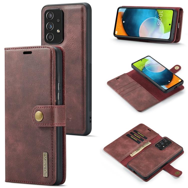 Per Samsung Galaxy A53 5G DG.MING Custodia per Telefono in Pelle Magnetica Staccabile con Texture Crazy Horse
