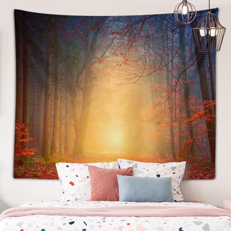Sunny Forest Scenery Tapestry Natural Scenery Wall Art Tapestry Dormitory Room Aesthetic Decoration Living Room Home Decoration