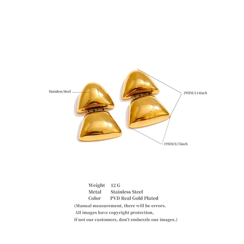 Eetit Smooth Stainless Steel Metal Triangle Drop Earrings 18K Golden Plated High Quality Cast Texture Jewelry Waterproof