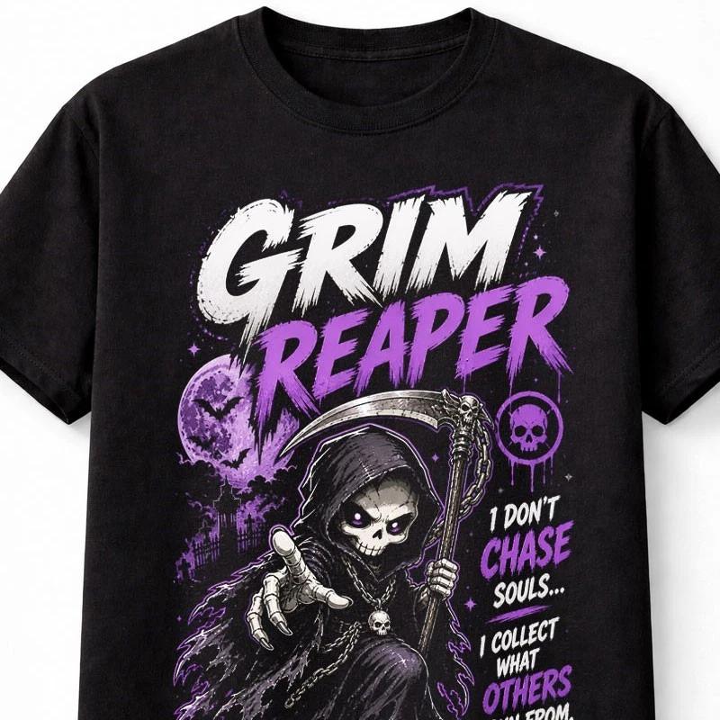 Grim Reaper Gothic Skeleton Death Horror Quote Graphic Unisex TShirt S