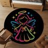 1pc Angel Star Round Chair Mat Area Rug - Non-Slip, Floor Mat for Office, Bedroom, and Indoor Decor -1002143