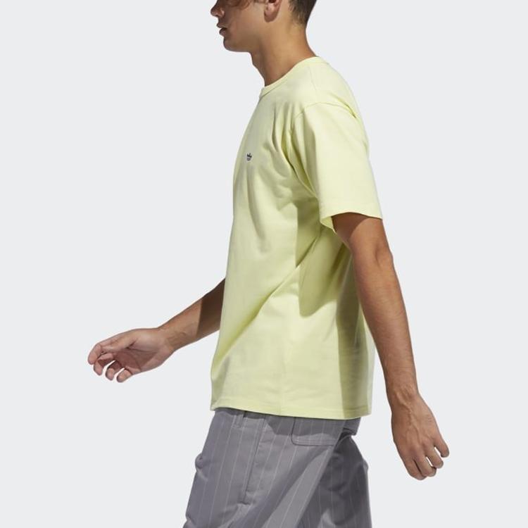 adidas Originals Shmoo Logo T Shirts Men's Green Crew Neck Moderate Straight Fit FM1435