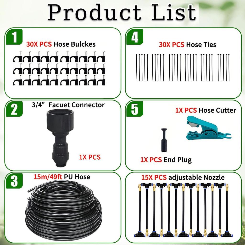 Universal Adjustable Micro-Atomizing Sprinkler Set for Irrigation, Cooling, and Humidification