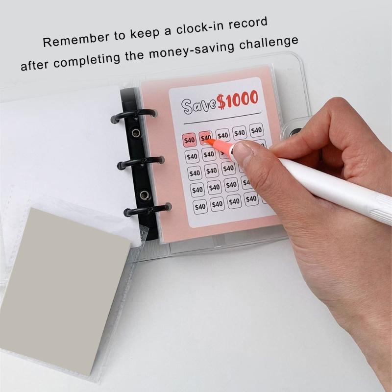 25 Pockets Money Holder Paper Money Collection Book Currency Holder Album 3 Rings PVC Binder Budget Money Saving Planner