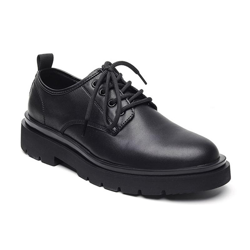 

Thick Sole Mens Brogues Shoes Flat Business Brand Male Footwear Pure Black Height Increasing 3cm 44