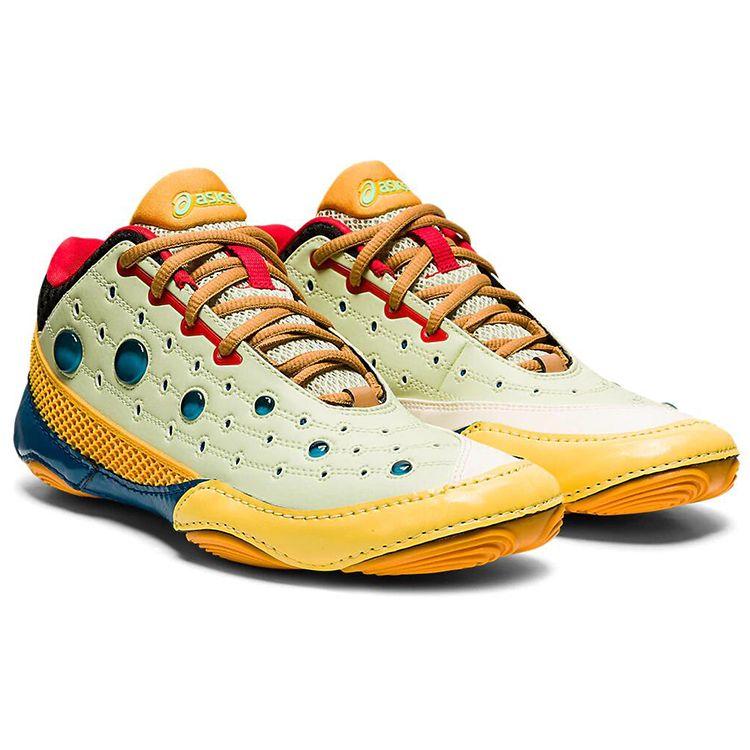 Asics Kiko Kostadinov X  Classic Color Block Synthetic Leather Low Top Casual Running Shoes Women sneaker Yellow Blue 1022A337-100