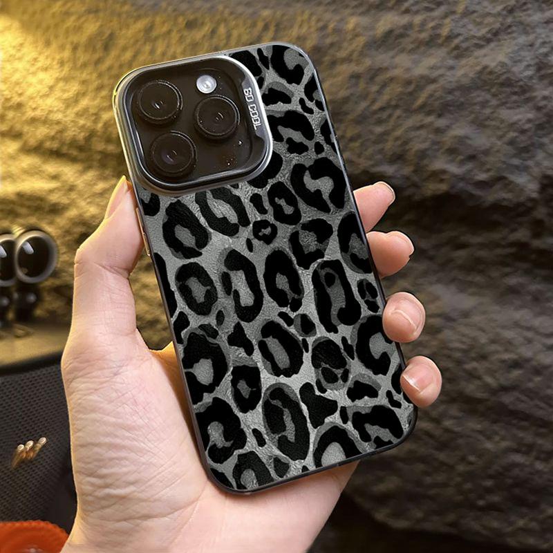 Black Brown Leopard Print IMD Phone Case For iPhone 16 15 Pro Max 14 Plus 13 12 11 16E X XR XS Max 7 8 Plus SE2 Shockproof Cover