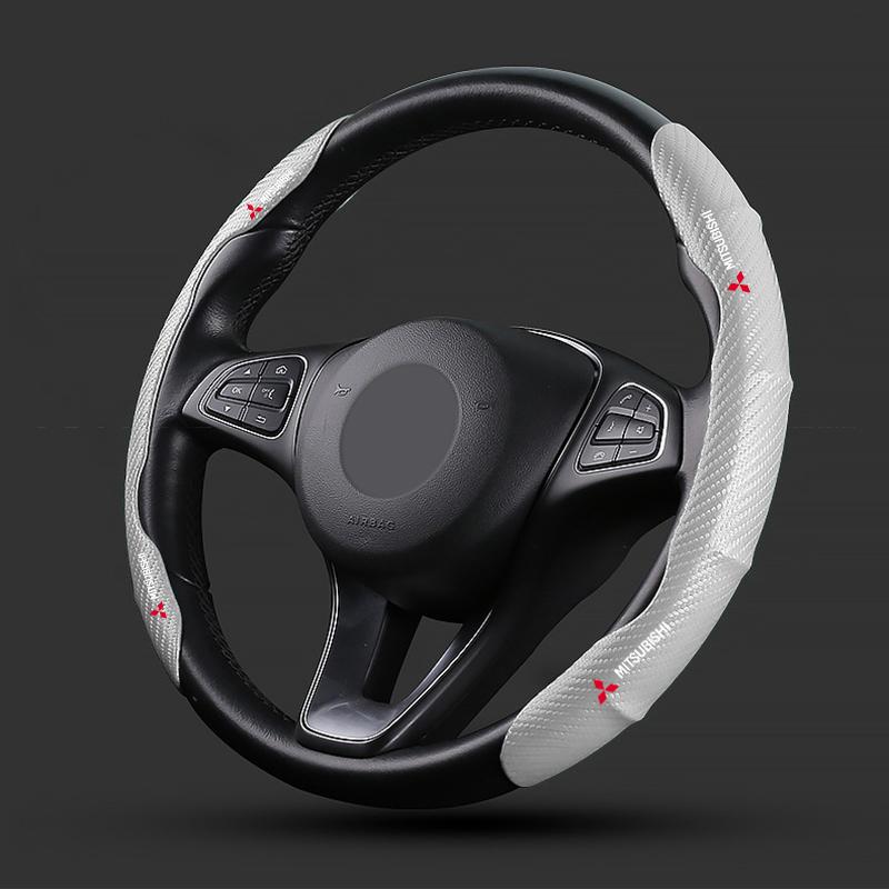 Car Steering Wheel Cover Carbon Fiber Sports Ultra-thin Non-slip Card Cover For Mitsubishi Lancer Ralliart 10 3 9 EX Outlander 3 ASX L200 Accessories