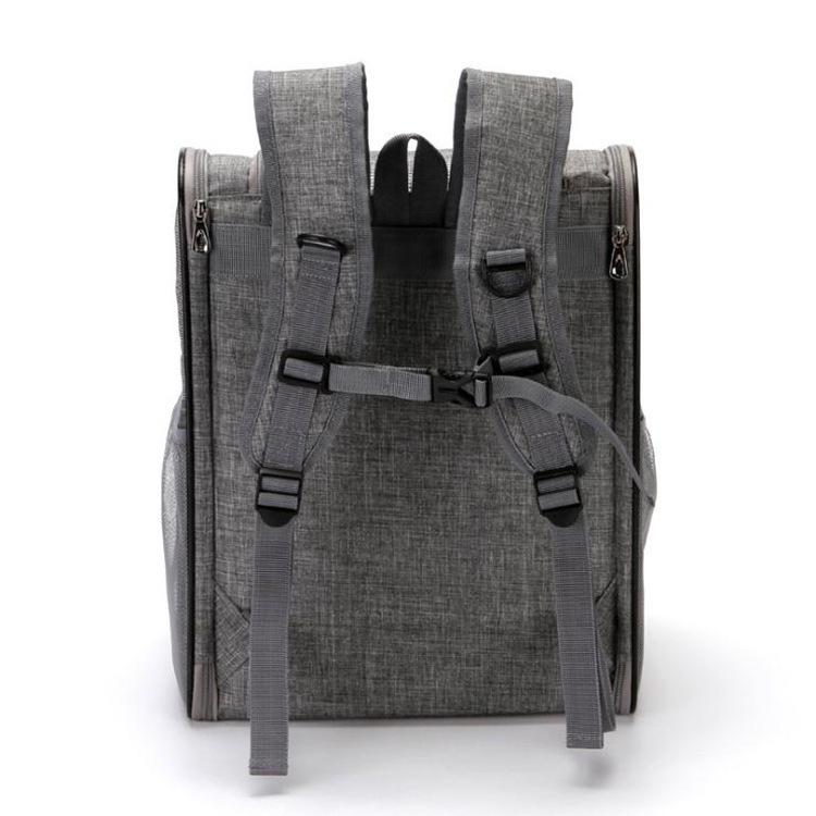 Foldable Pet Backpack: Breathable Panoramic Double Shoulder Bag for Cats and Dogs