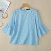 ZANZEA Women Casual O-neck Hollow Out Lace Patchwork 3/4 Sleeve Blouse