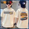 Fashionable and Casual Cute Cartoon Car Short Sleeved T-shirt for Boys and Girls