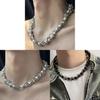 Titanium Steel Necklace With Pearl Mother Of Pearl Geometric Design For Men And Women