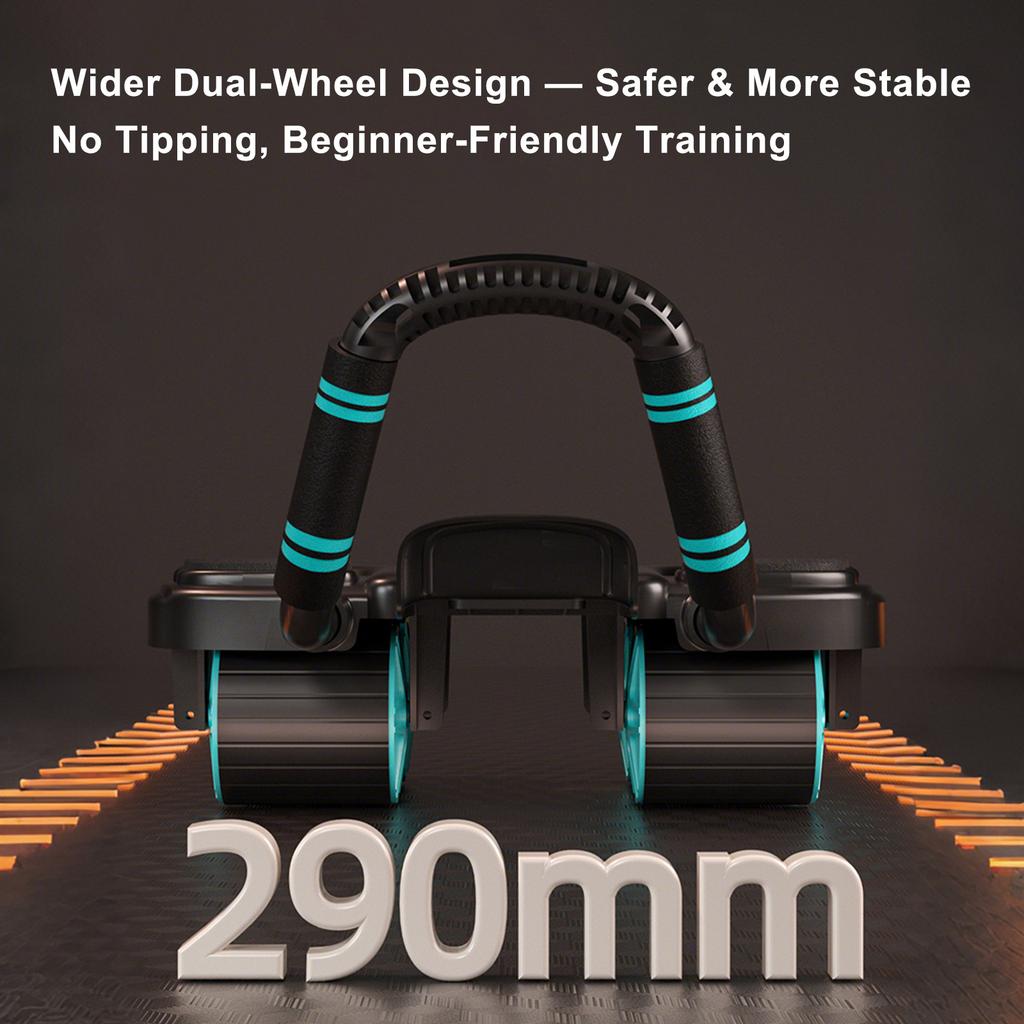 Automatic Rebound Ab Wheel with Elbow Support & 4-Wheel Stability – Includes Timer