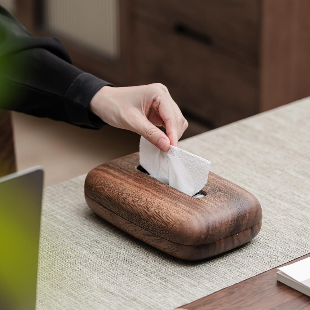 Rectangular Tissue Dispenser Vintage Tissue Paper Holder Modern Walnut Tissue Box  Bed Room