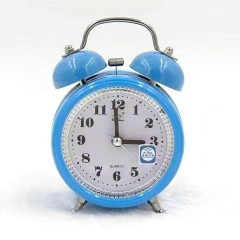 Children's Students Metal Bell Alarm Clock Creative Learning Silent Night Lights Fashionable Classic Loud Bedside Cute Clock Watch