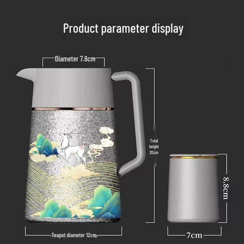 Titanium-Coated Insulated Teapot & Bottle Gift Set for Home or Travel
