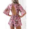 Elegante Tuta da Donna con Stampa Floreale Senza Schiena per Look Estivi Chic