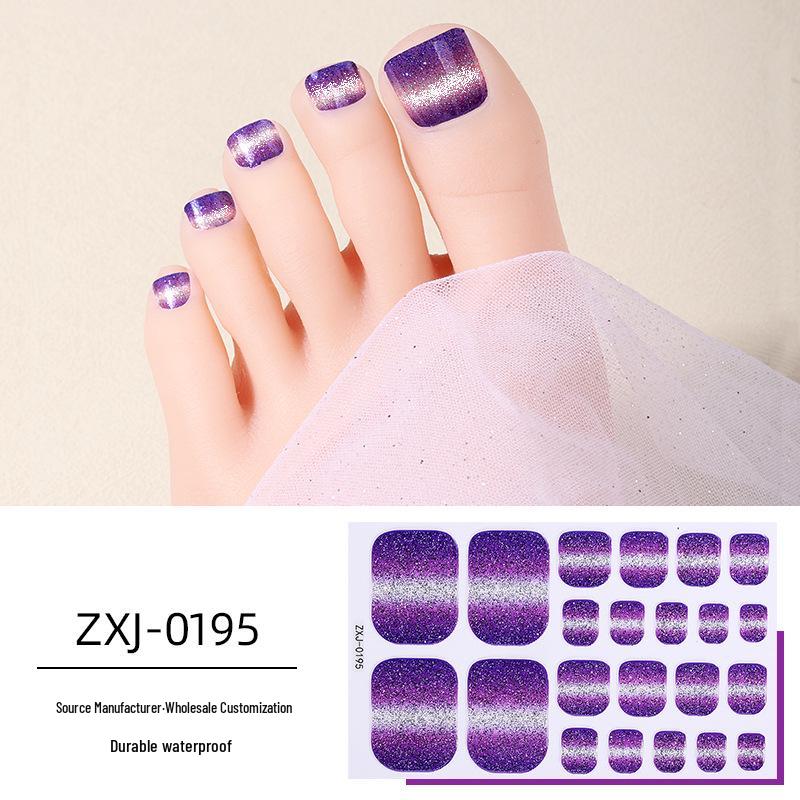 Adesivos de Unha do Pé Impermeáveis com Glitter Degradê – Nail Art Extra Brilhante para o Verão