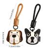 Fashionable Bulldog Leather Soft Practical Keyring Bag Pendant Cartoon Animal Key Holder Stylish Gift for Dog Lover