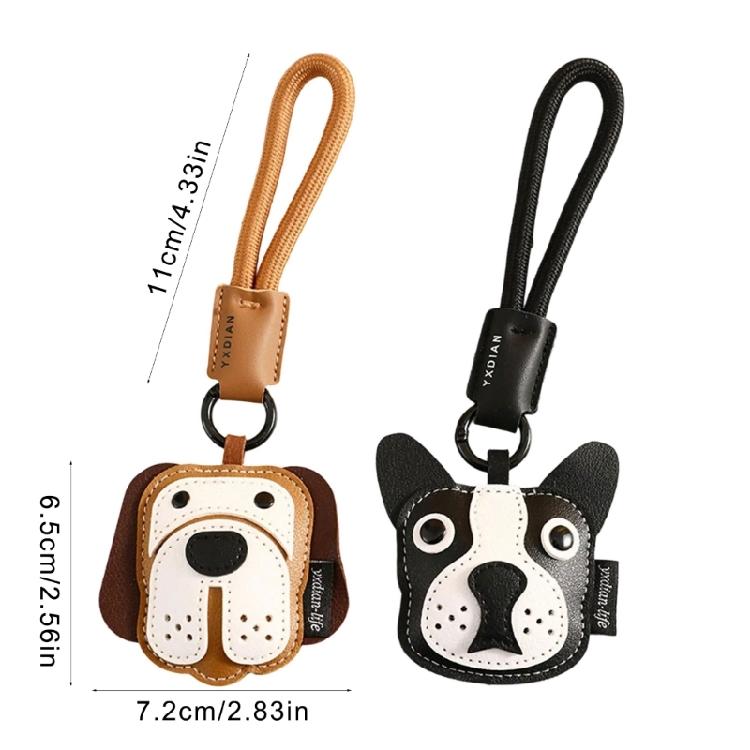 Fashionable Bulldog Leather Soft Practical Keyring Bag Pendant Cartoon Animal Key Holder Stylish Gift for Dog Lover