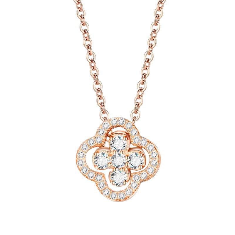 Women's Four-Leaf Clover Necklace: Detachable, Fade-Resistant, Versatile Wear, Light Luxury Feel, Flower Pendant, Clavicle Chain