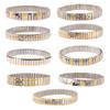 Jewelry Stainless Steel Stretch Bracelet for Women, Flexible Wide Wristband Bangle Bracelets Decorated Golden Pattern