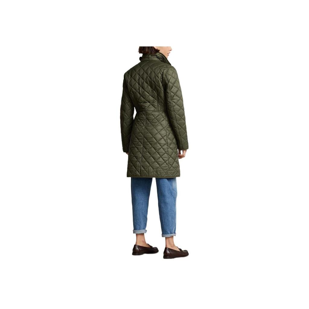 Polo Ralph Lauren FW22 Solid Color Mid-Length Casual Quilted Long Sleeve Coat Women Coats Olive 211854765002