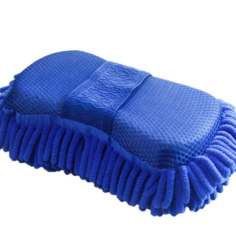 

Ultrafine Microfiber Blue Chenille Car and Motorcycle Washing Sponge ,Soft, Ergonomic Handle,Textured Surface Scrubbing синий