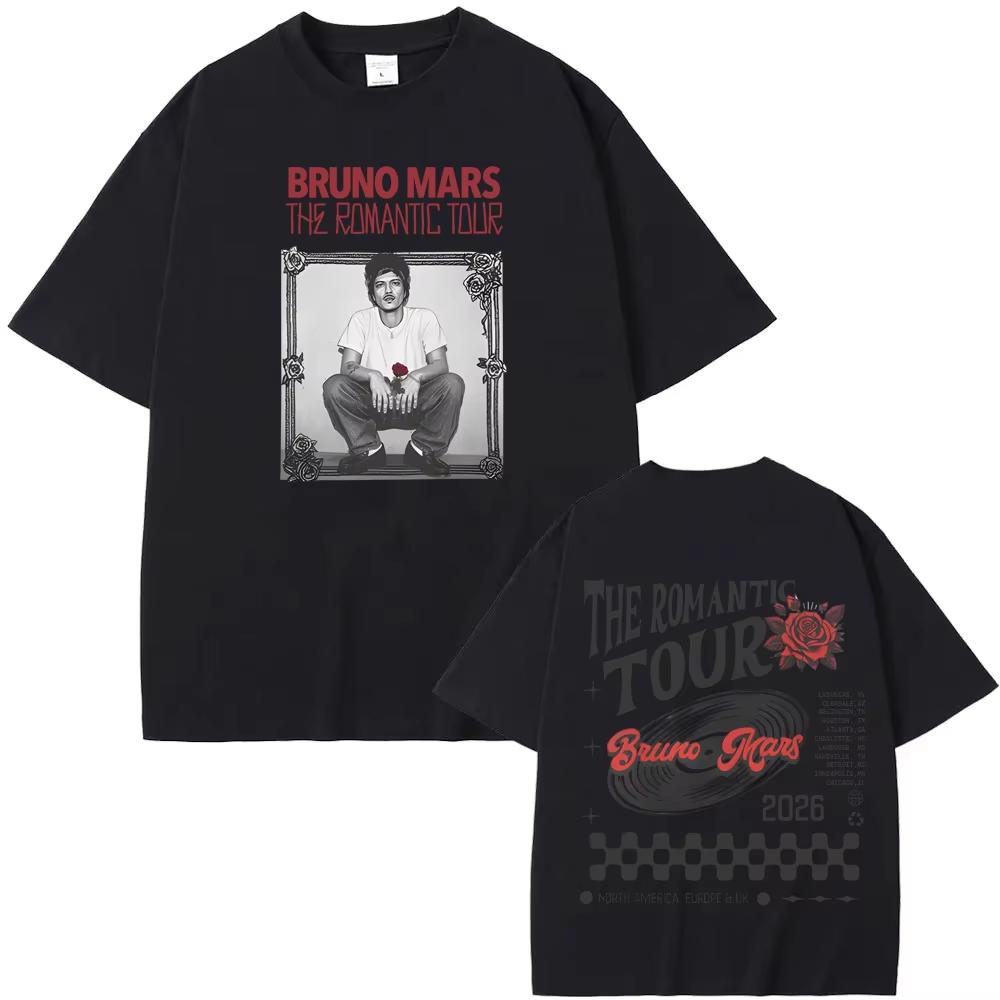 Summer Hot Sale Bruno Mars The Romantic Tour T-shirt 2026 album Tour Clothes Original Design Cotton Graphic T-shirt