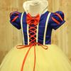 Halloween Cosplay Children Dress Princess Style Short Sleeves Lace-up Strap A-line Cake Hem Bow Decor Stage Show Performance Costume