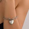 Ins Simple and Versatile Large Peach Heart Bracelet, Personalized Heart-shaped Iron Chain Bracelet for Women