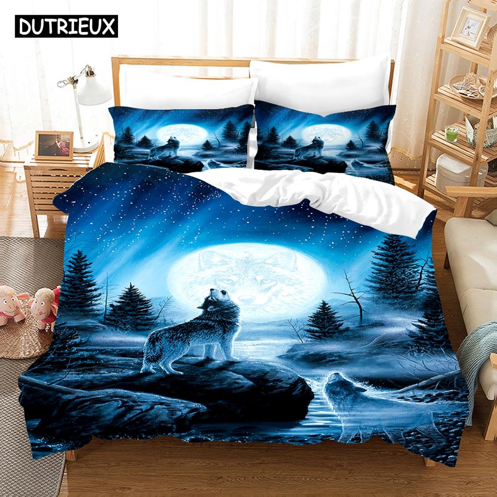 3D Die Wolf-Serie Bettwäsche-Sets Bettbezug-Set mit Kissenbezug Twin Full Queen King Bettwäsche Bettwäsche