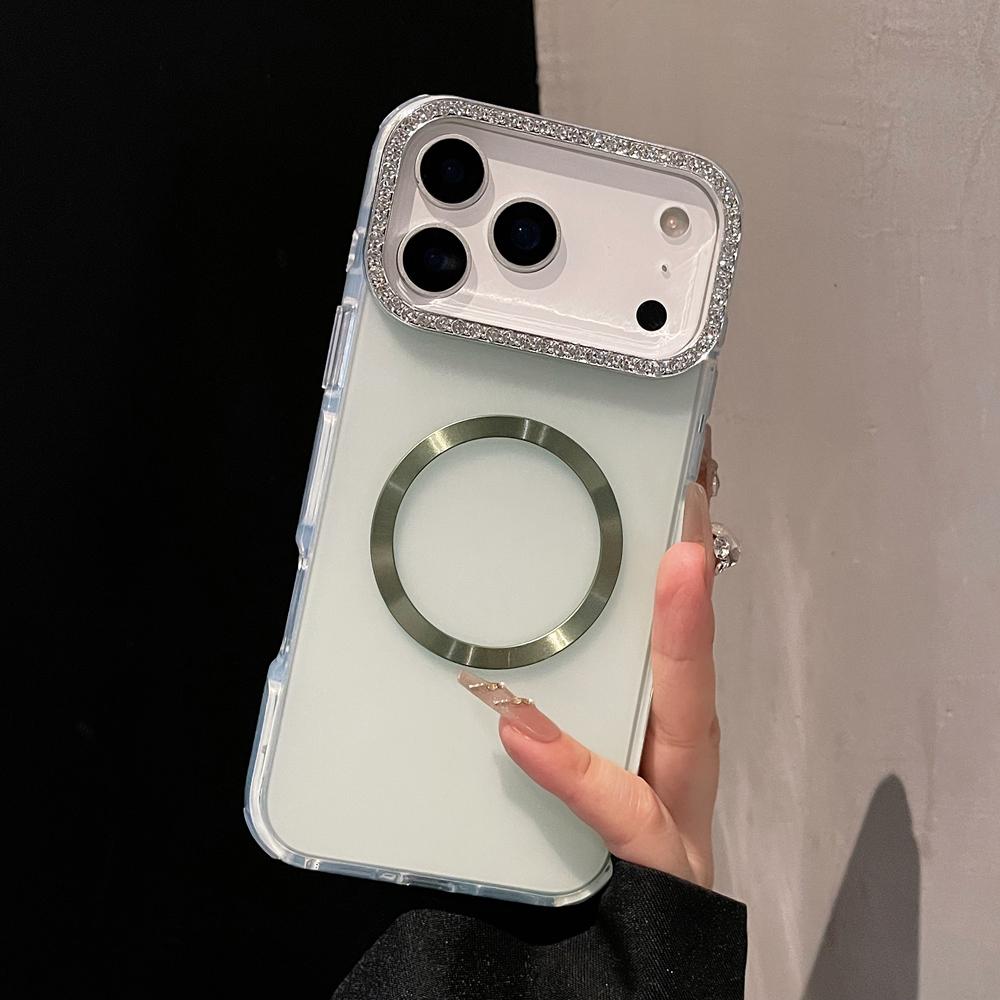 KEYSION Magnetic Jewelled Case for MagSafe for iPhone 16 17 Pro Max Air 16 Plus Transparent Matte TPU+PC Shockproof Phone Cover